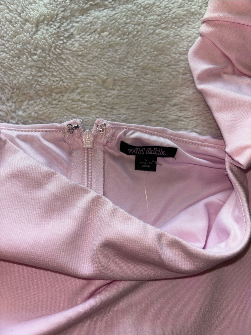 Wild Fable Light Pink Off the Shoulder Bow Short Sleeve Mini A-Line Dress - Picture 7 of 8